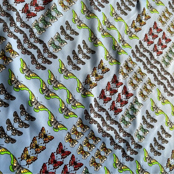 Urban Outfitters Monarch Butterfly Blue & Colorful Rainbow Modest Midi Skirt L - Picture 9 of 16